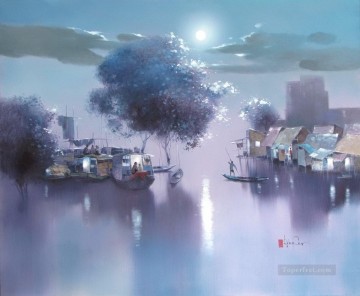 満月の夜 ベトナム人 アジア人 Oil Paintings